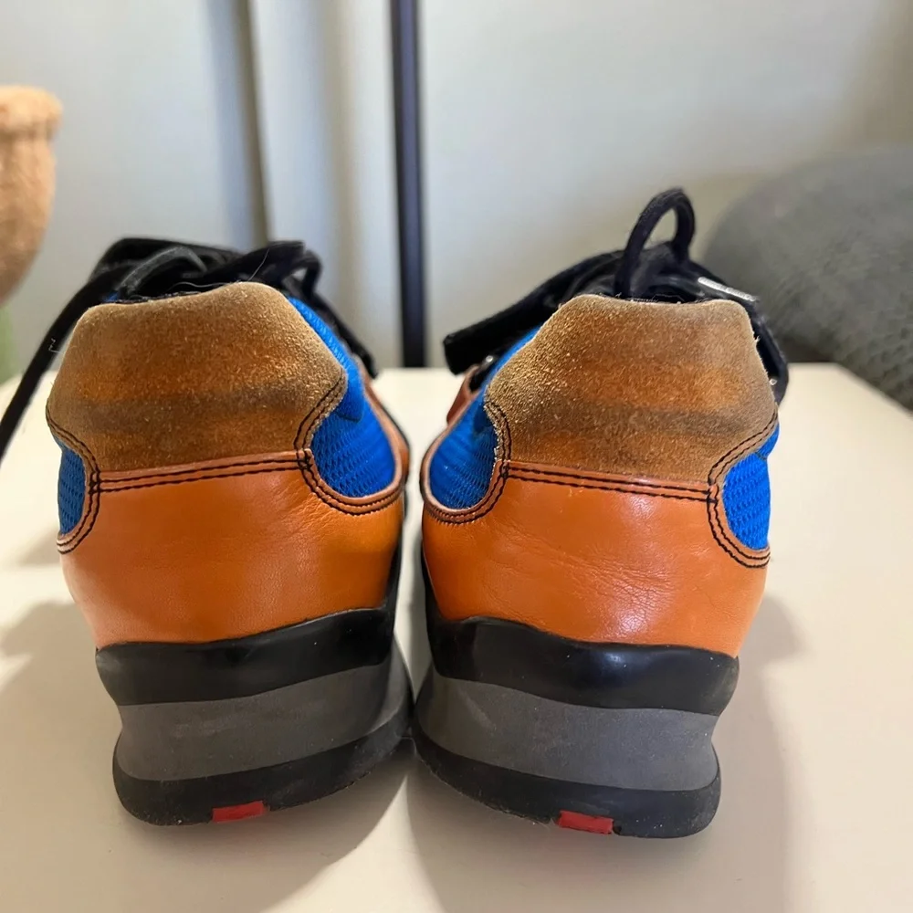 Vintage Prada suede and nylon sneakers. Hook and strap over laces sz 37 US 6.5-7